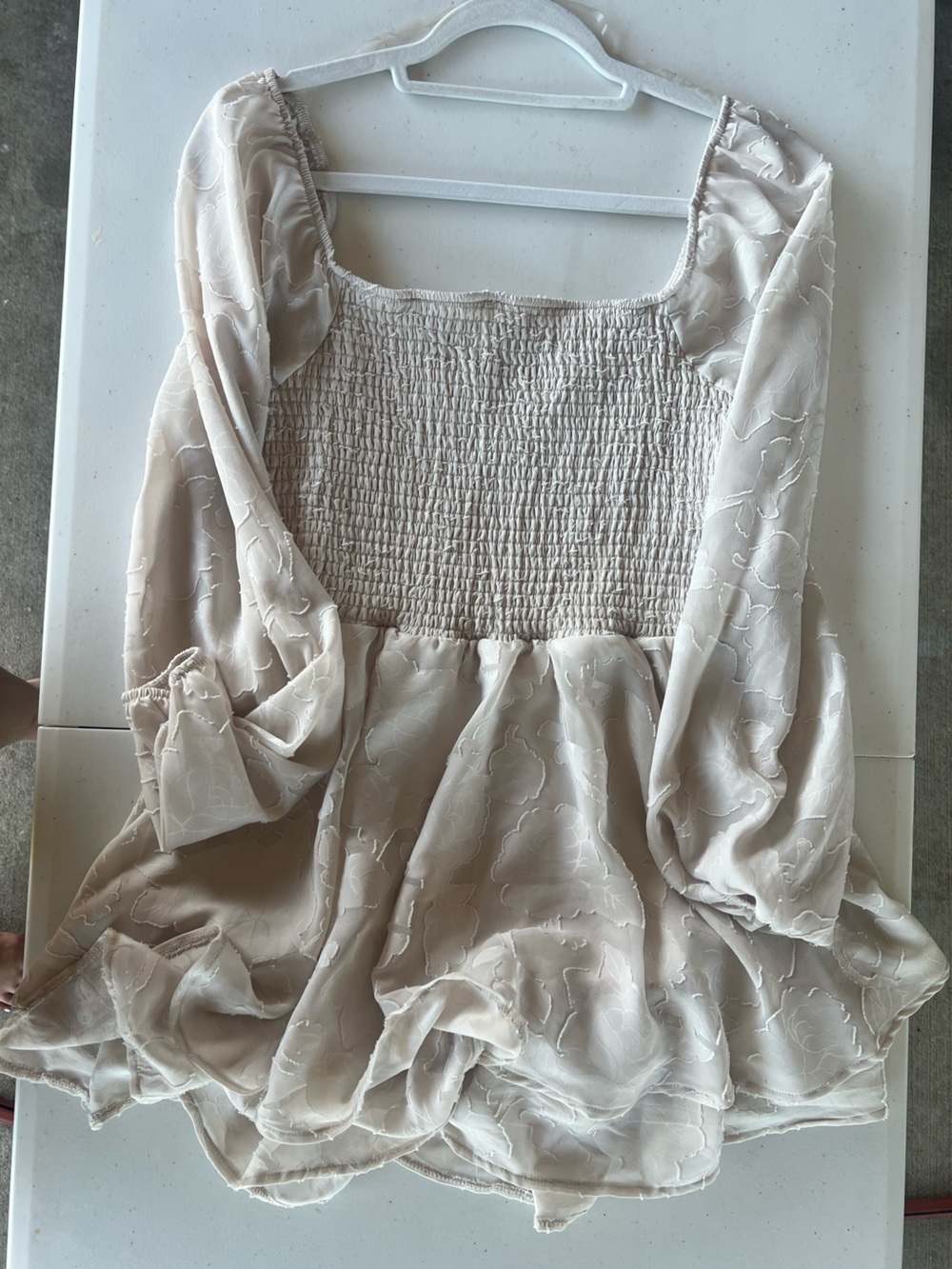Textured Floral Smocked ROMPER - Picture 2 of 4